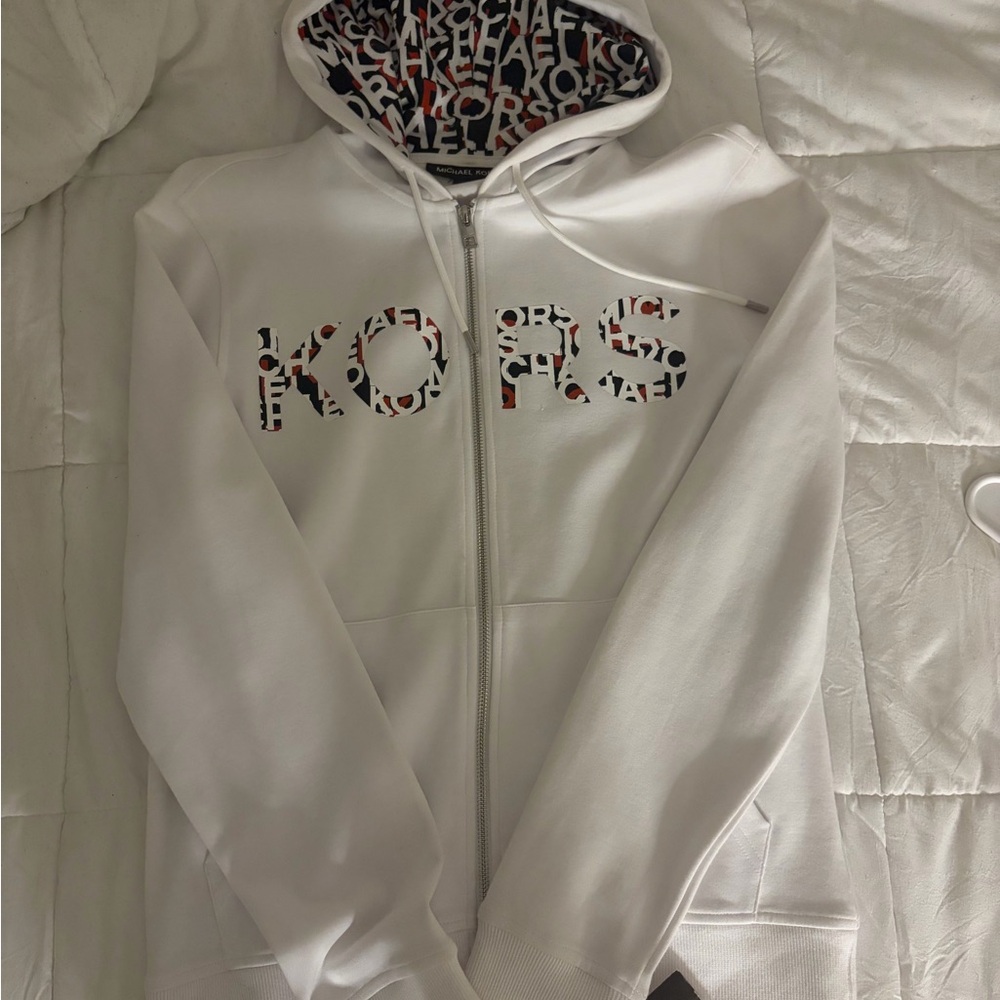 Michael Kors White Hoodie Jacket